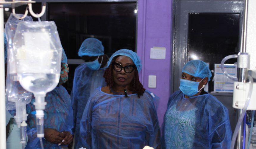The First Lady of the Republic of Liberia visited the Maternity Hospital at the John F. Kennedy Medical Center today.