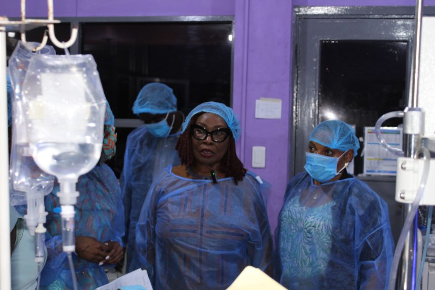 The First Lady of the Republic of Liberia visited the Maternity Hospital at the John F. Kennedy Medical Center today.