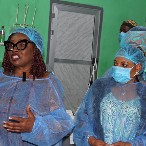 The First Lady of the Republic of Liberia visited the Maternity Hospital at the John F. Kennedy Medical Center today.